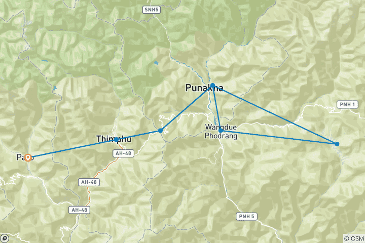 Map of Bhutan Wellness Retreats with Meditation and Yoga