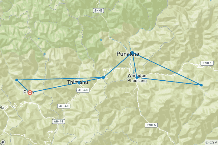 Map of Bhutan - The Hidden Kingdom