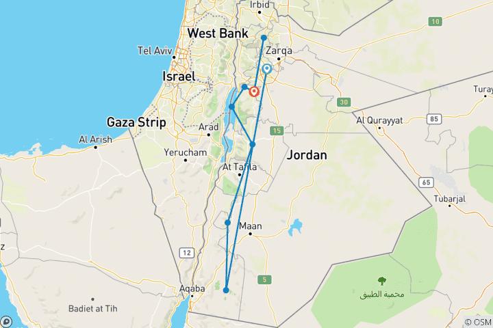 Map of Explore Jordan