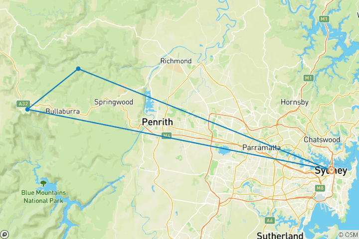 Map of Blue Mountains Sunset Tour 1 DAY