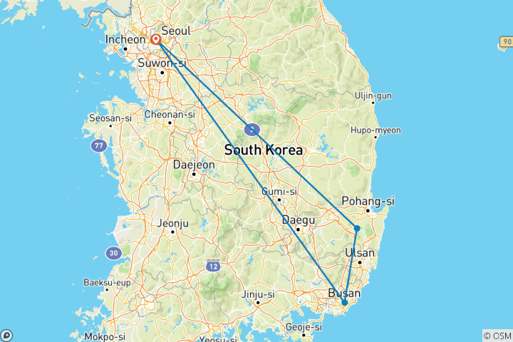 Carte du circuit Le meilleur de la Corée du Sud