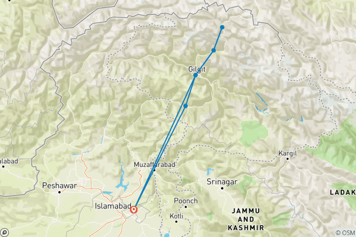 Map of Hunza Cherry Blossom Tour, Gilgit-Baltistan, Pakistan