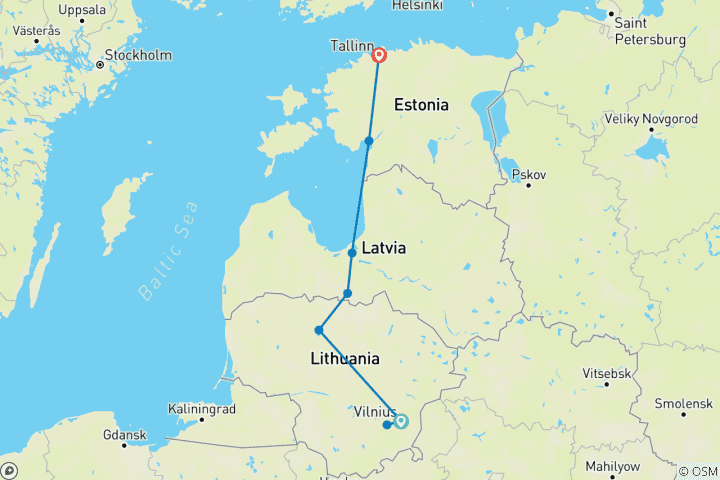 Map of Highlights of the Baltic states New Year Edition