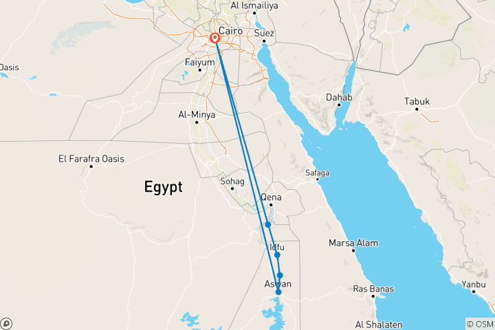 Map of Luxury Egypt Family tour "Marriott Mena House & Nile Ritz Experience"