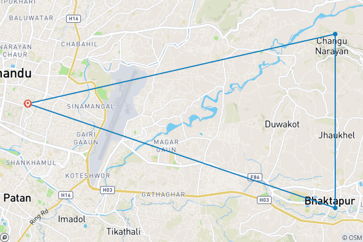 Map of Private Half-Day Bhaktapur and Changu Narayan Temple Tour