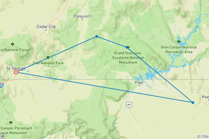 Map of Bryce Escalante Base Camp Tour