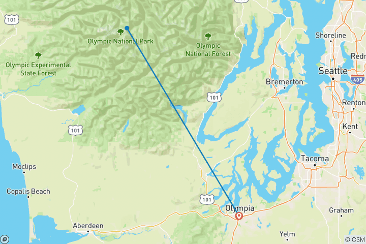 Carte du circuit Trek sur la côte olympique sauvage