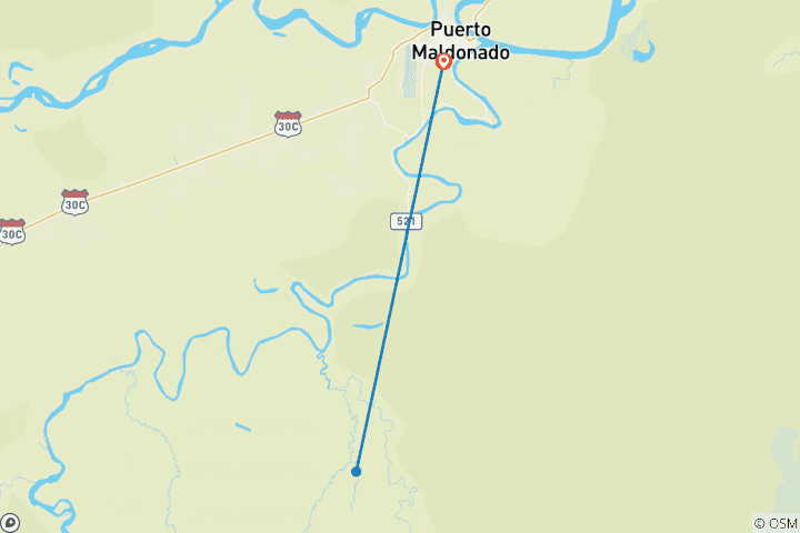 Map of Macaw clay lick and sandoval lake 5D/4N