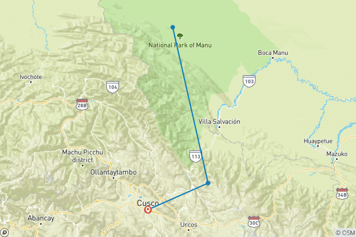 Map of Manu National Park 3D-2N Tour