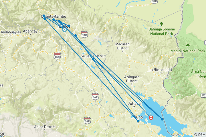 Mapa de Fascinante Perú 6 días