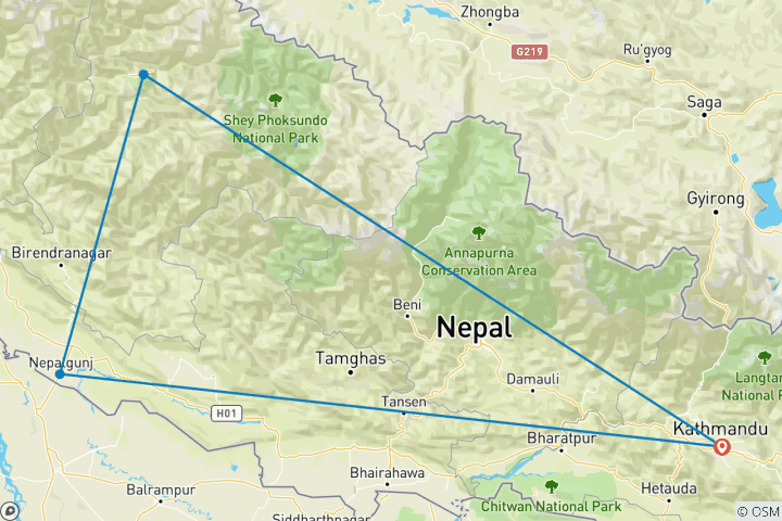 Map of Rara Lake Tour  - 9 Days