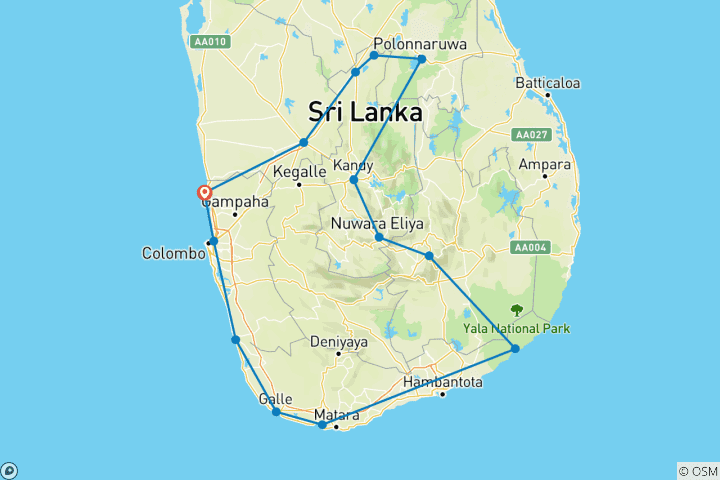 Mapa de Camino soñado de Sri Lanka