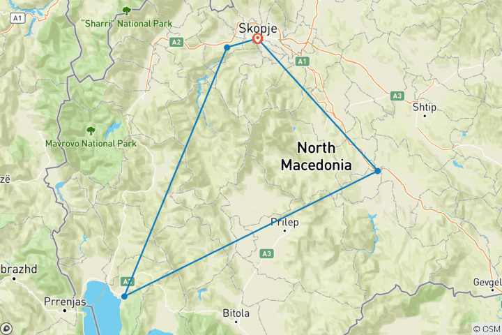 Carte du circuit Escapade à Skopje 5 jours