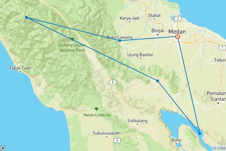 Kaart van Sumatra Avontuur