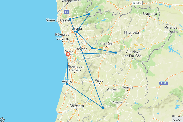 Carte du circuit Porto et le Nord