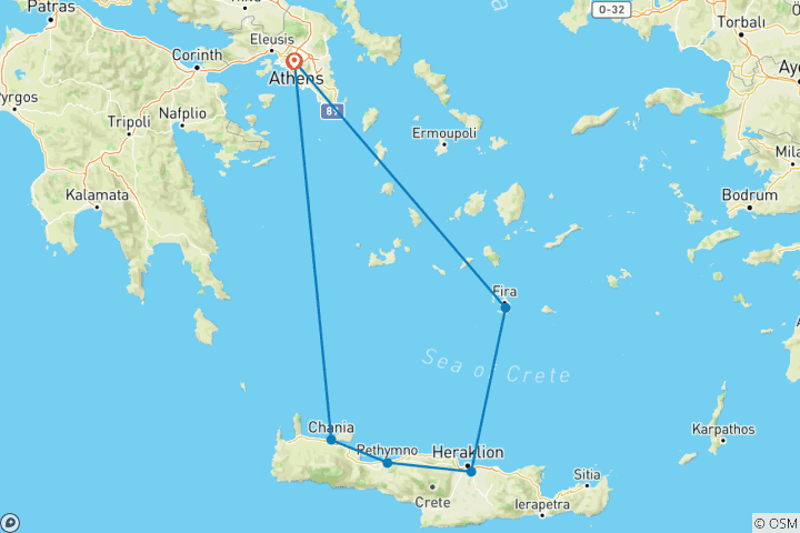 Karte von Erstaunliche Ägäis | Halbprivate 8-tägige geführte Tour