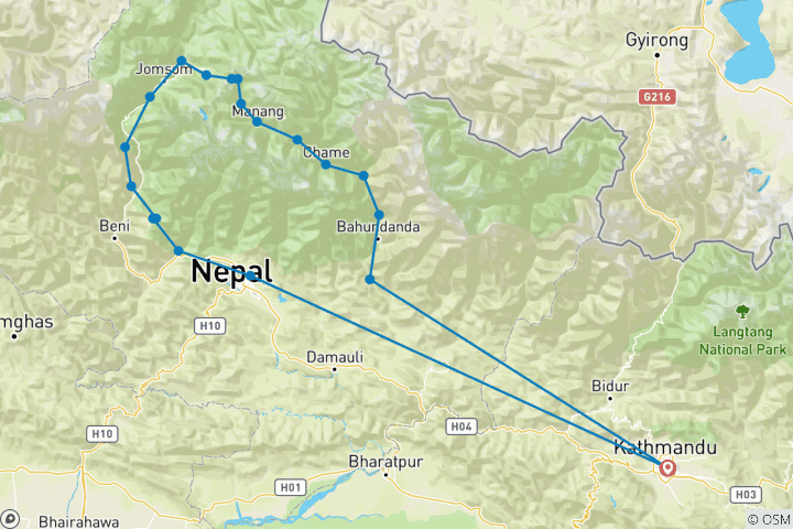 Map of Annapurna Circuit Trek