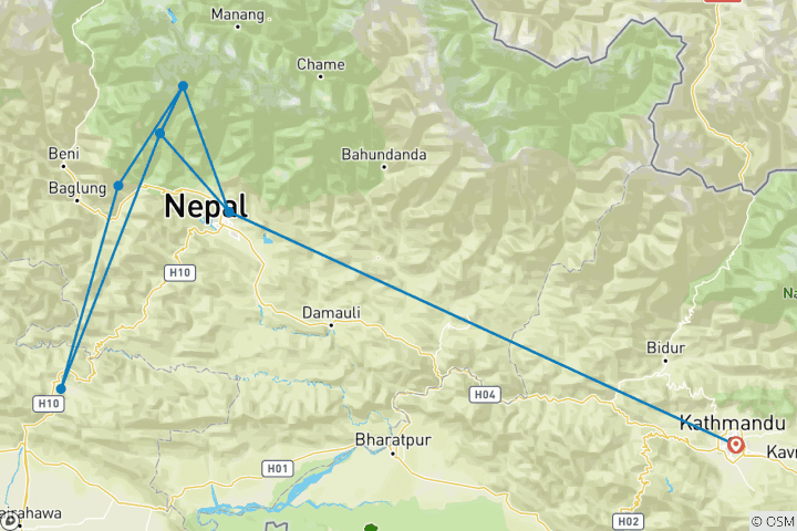 Map of Annapurna Sanctuary Trek