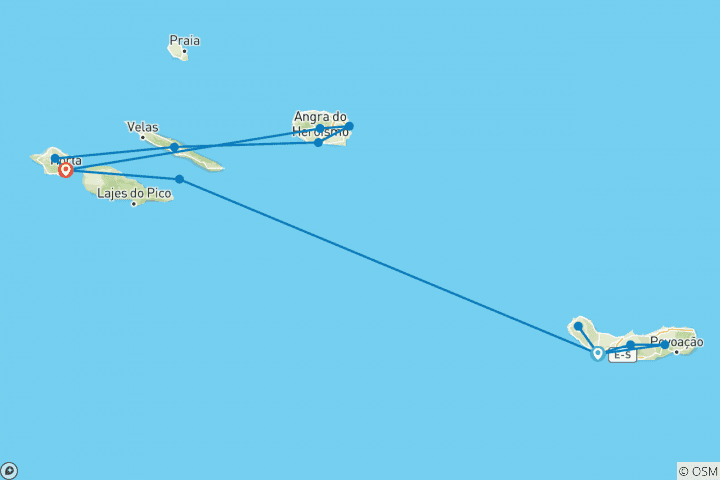 Carte du circuit Trek dans les Açores