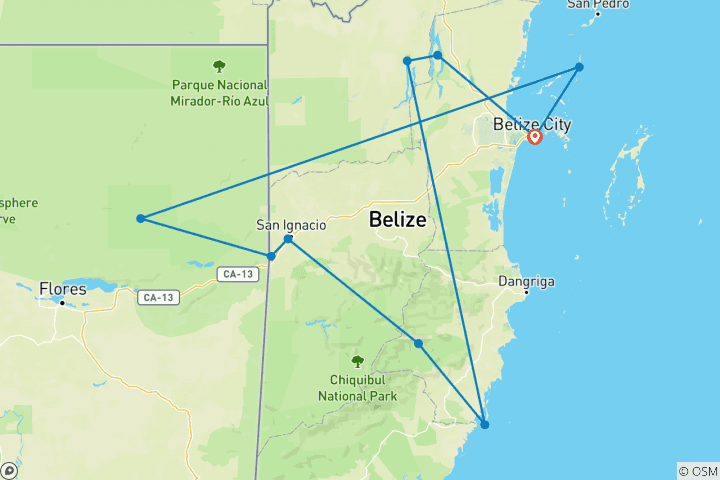 Carte du circuit Découvrez le Belize