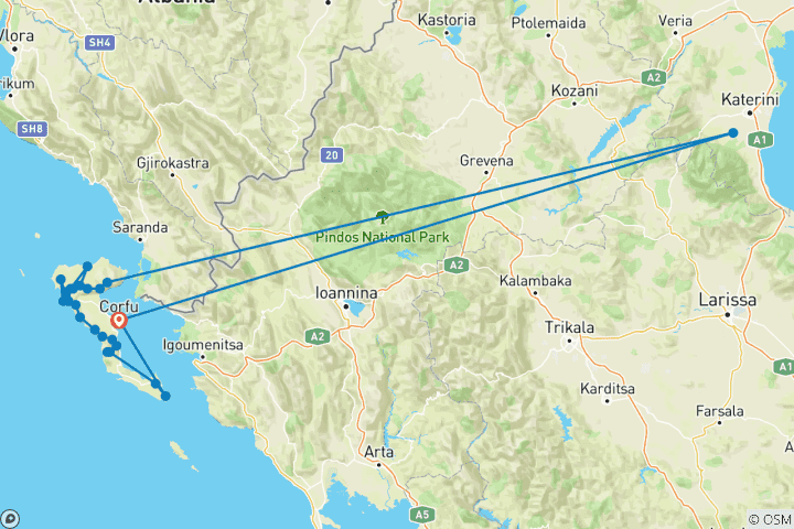 Map of Corfu Trail Walking - North and South