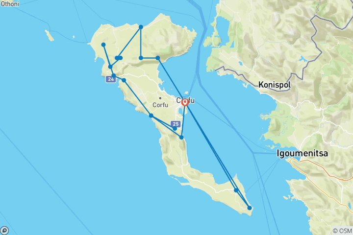 Map of Corfu Trail Walking - North and South