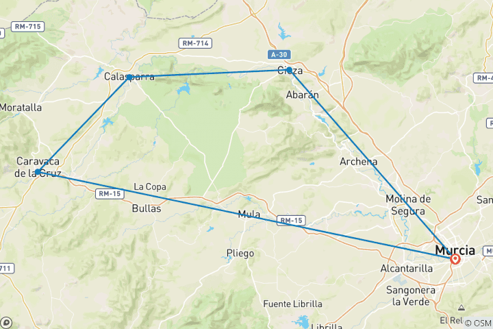 Map of Cycle Southern Spain - Murcia