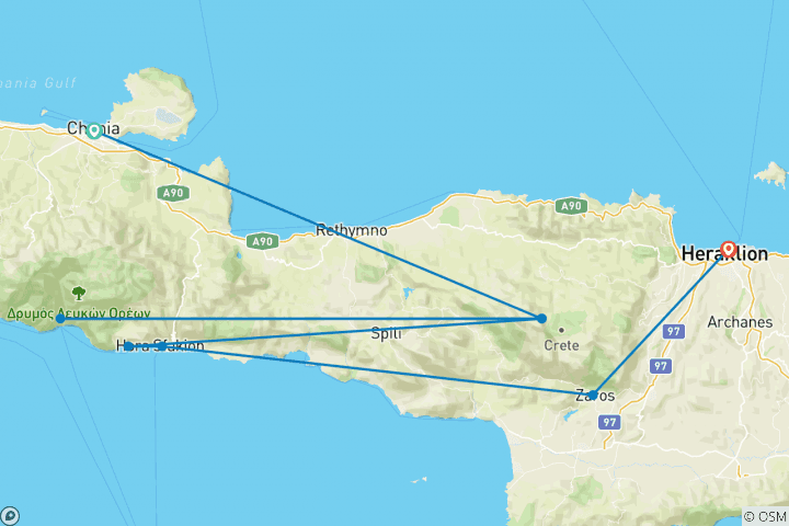 Carte du circuit Marcher en Crète