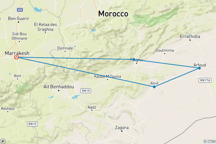 Carte du circuit Cyclisme au Maroc - De l'Atlas au Sahara