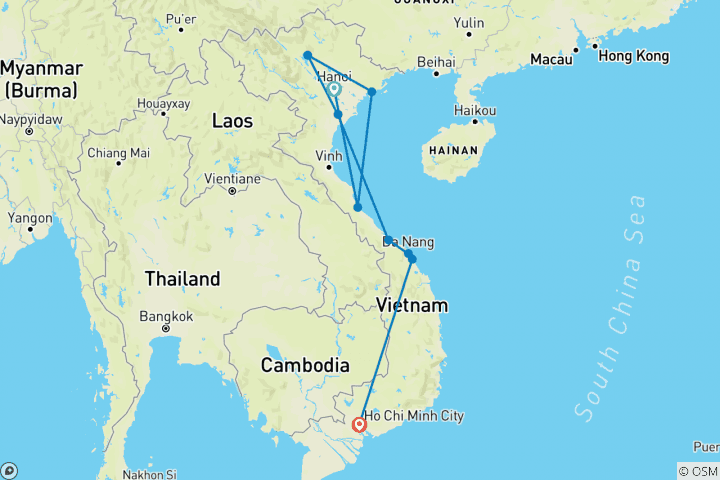 Karte von Radreise in Vietnam