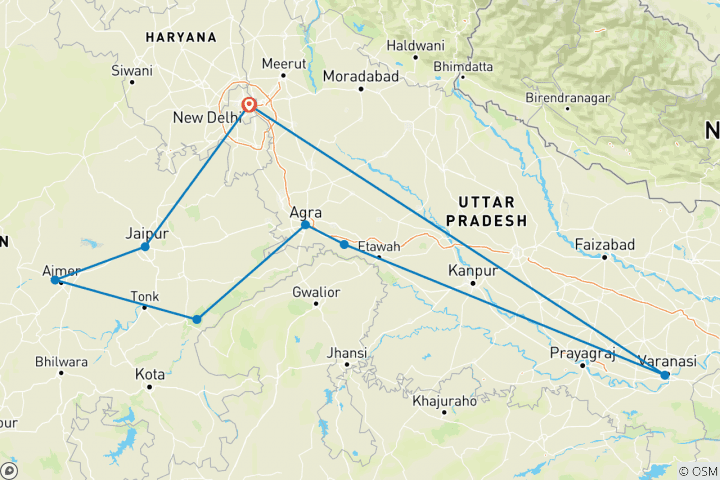 Map of Highlights of Northern India