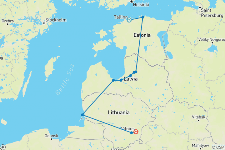 Map of Walk Estonia, Latvia and Lithuania