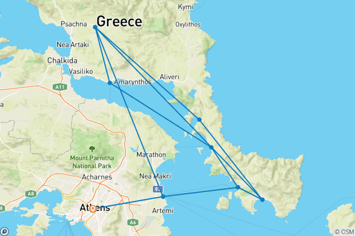 Map of Family Greek Coast Caique Cruise