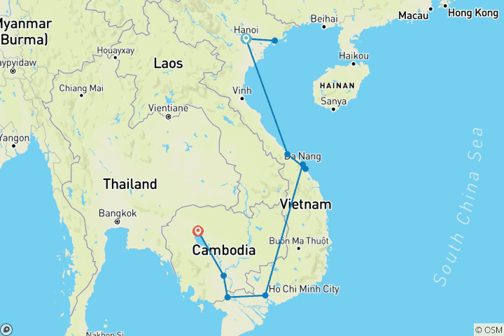 Map of Family Discovery Vietnam and Angkor Wat Extension