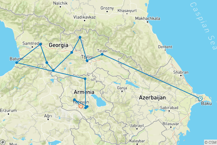 Map of The Best of Azerbaijan, Georgia and Armenia