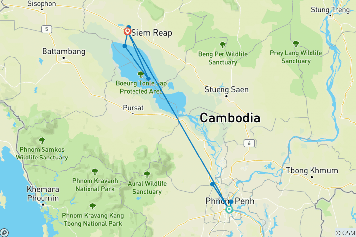 Carte du circuit Les points forts du Cambodge