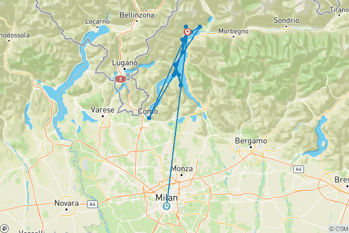 Carte du circuit Marche sur le lac de Côme