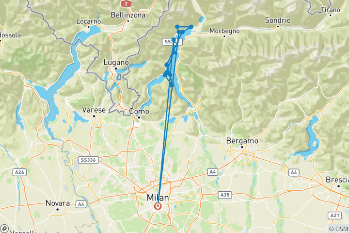 Carte du circuit Marche sur le lac de Côme