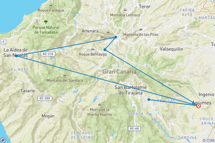 Carte du circuit Trek dans les îles Canaries - Gran Canaria