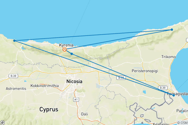 Map of Walking in Northern Cyprus