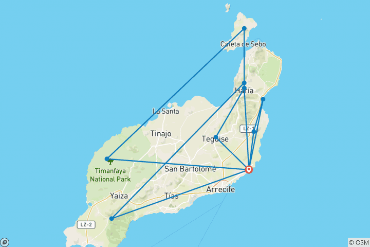 Map of Canary Islands Walking - Lanzarote