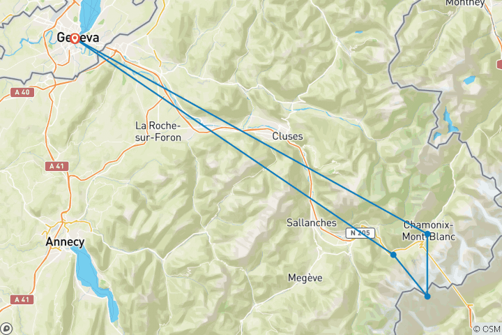 Map of Highlights of Mont Blanc