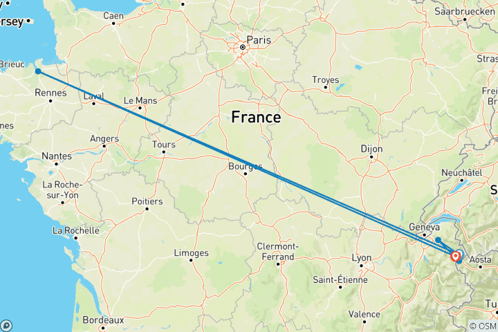 Carte du circuit Les incontournables du Mont Blanc