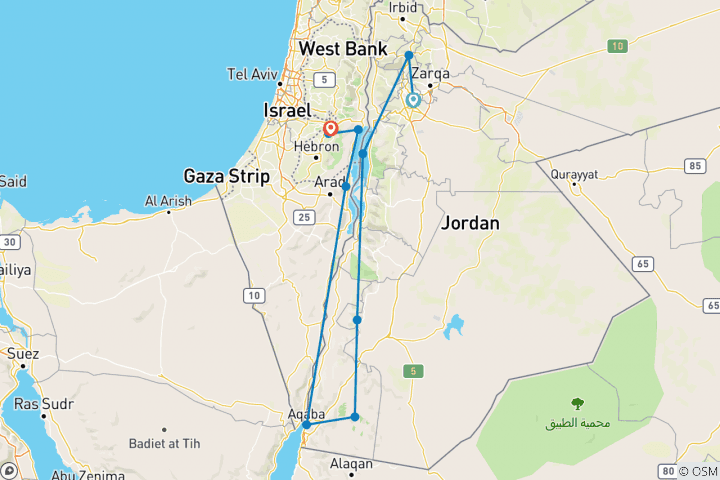 Map of Highlights of Jordan and Israel