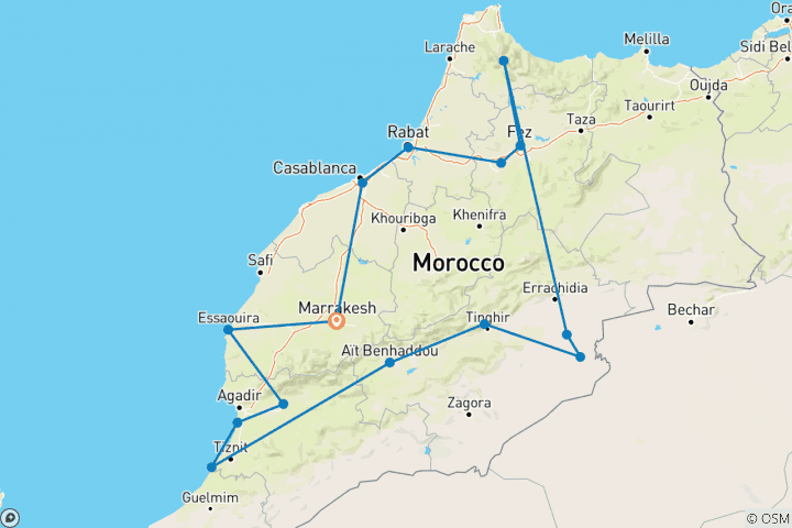 Map of Grand tour of Morocco