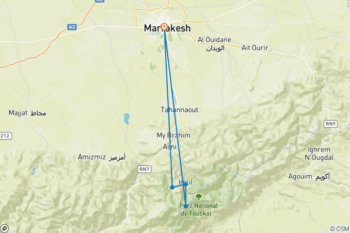 Map of Toubkal Climb