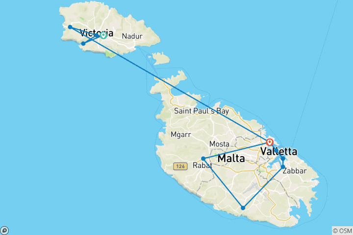 Carte du circuit Découverte de Malte et de Gozo