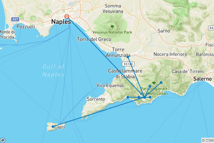 Mapa de Senderismo en la costa Amalfitana - Agriturismo