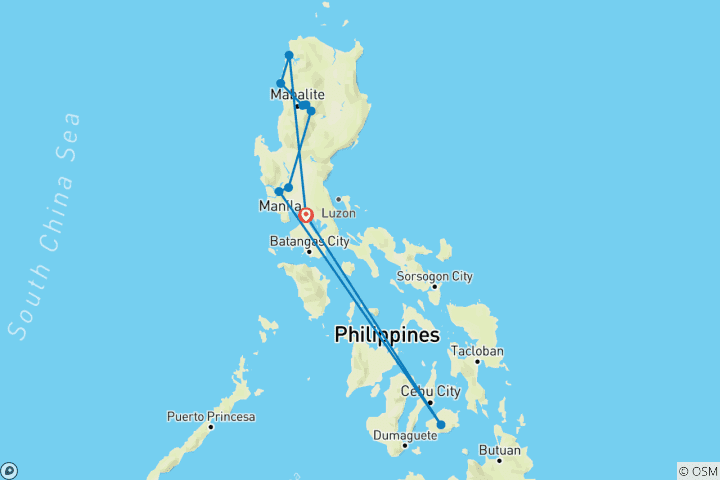 Map of North Philippines Explorer + Bohol Beach Extension