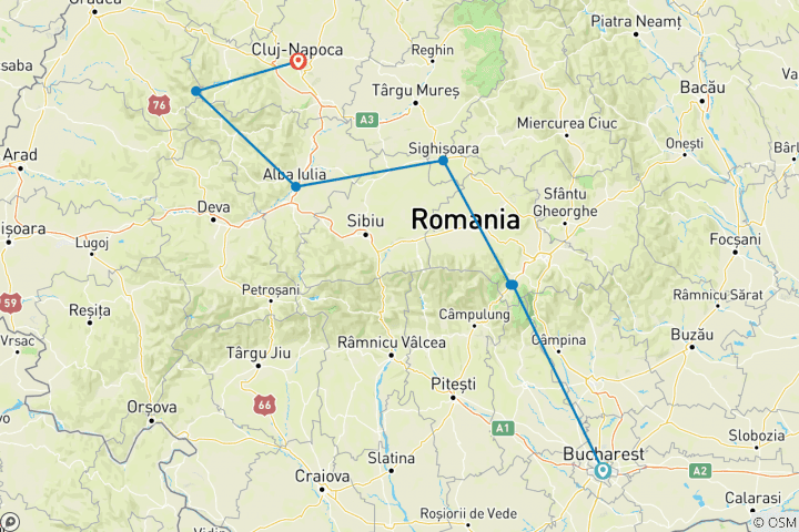 Map of Highlights of Romania